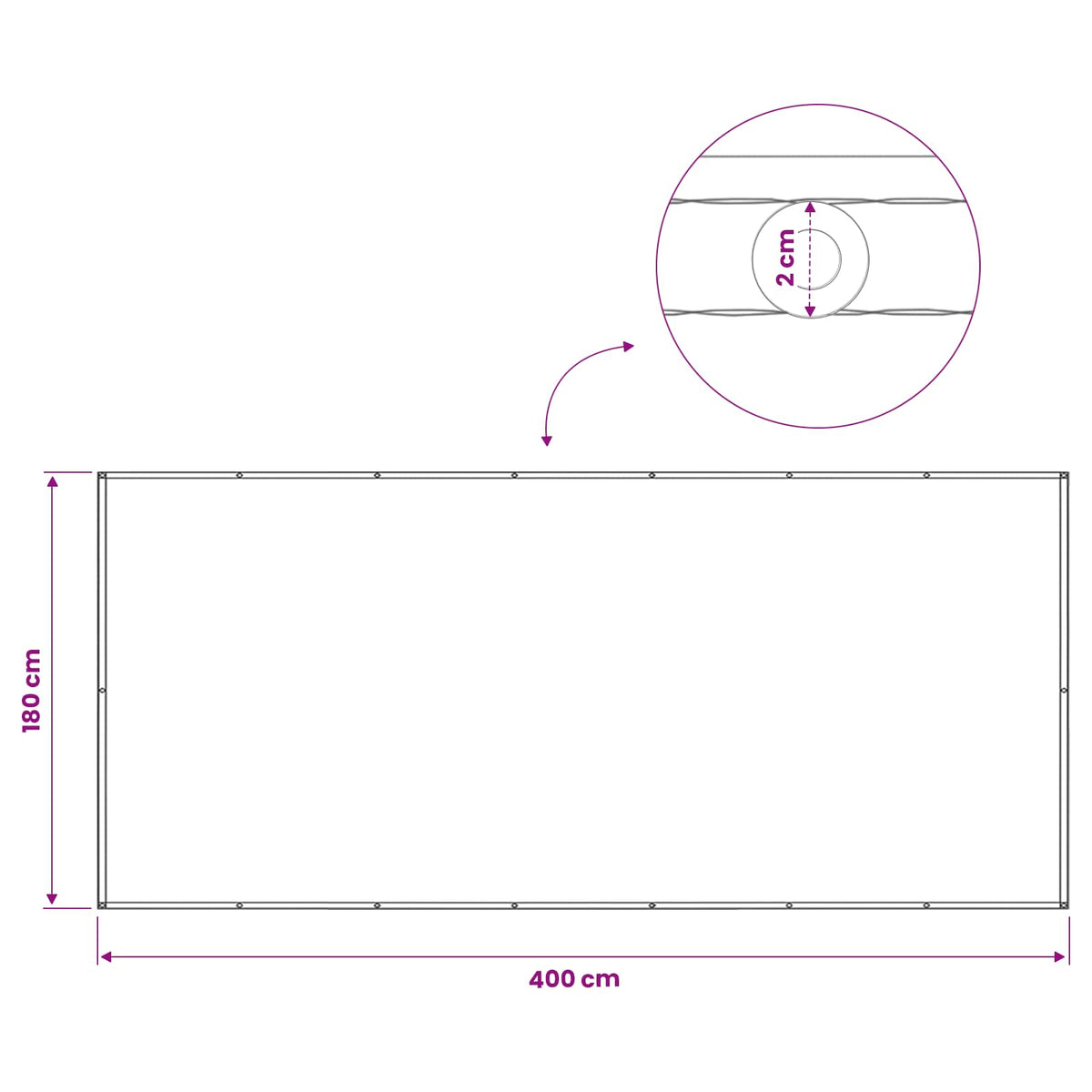 Balcony Privacy Screen 180 x 400 cm Fabric with PU Coated Red