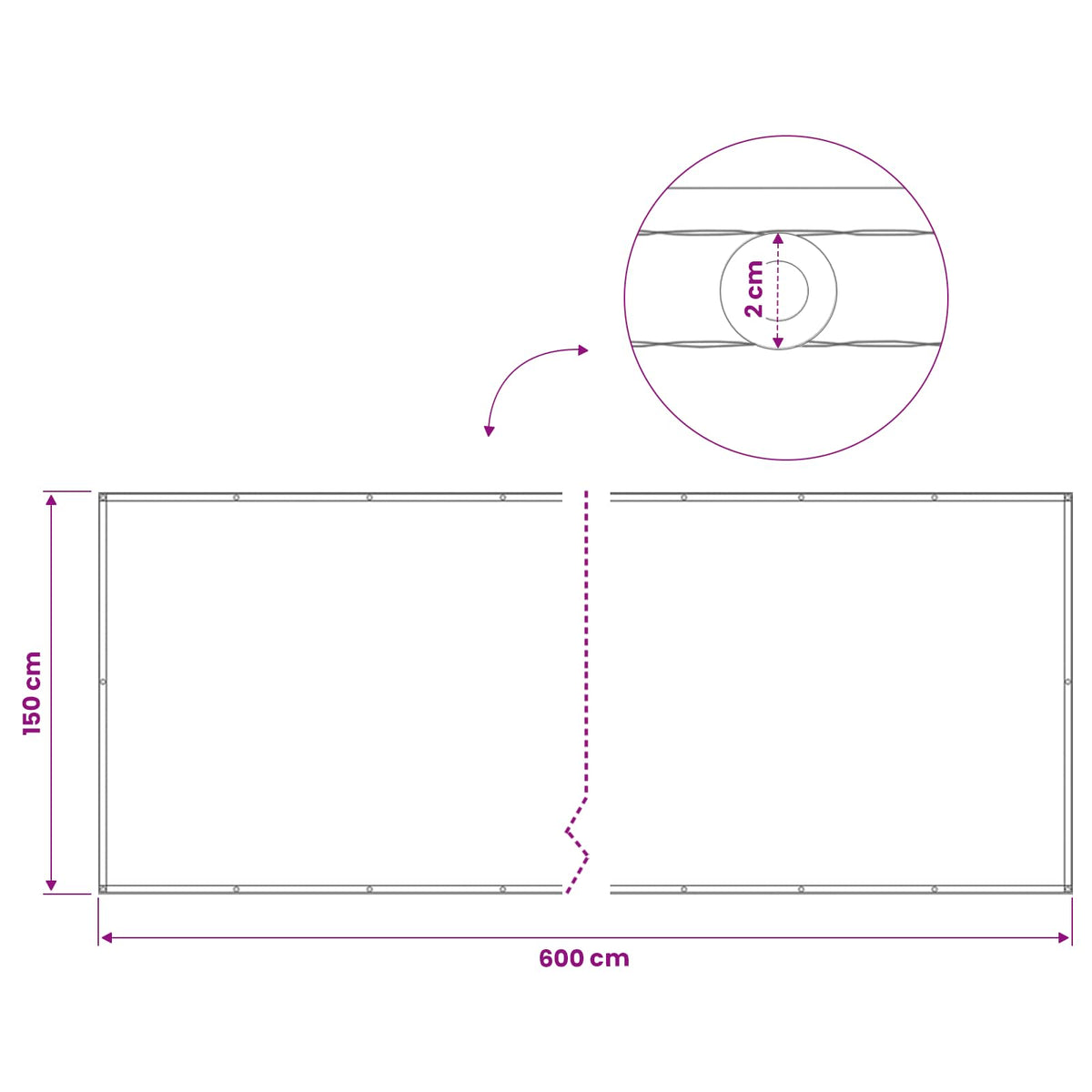 Balcony Privacy Screen 150 x 600 cm Fabric with PU Coated Black