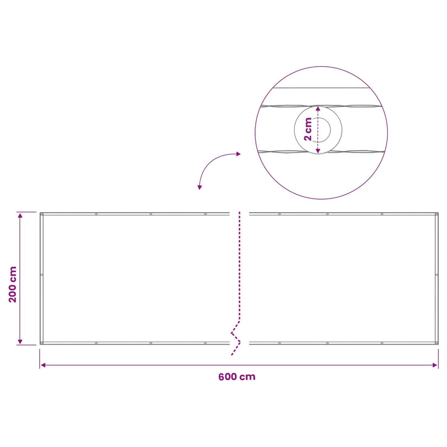 Balcony Privacy Screen 200 x 600 cm Fabric with PU Coated