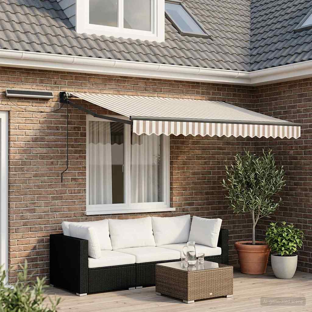 Electric Retractable Awning Light Grey and White 3 x 2.5 m