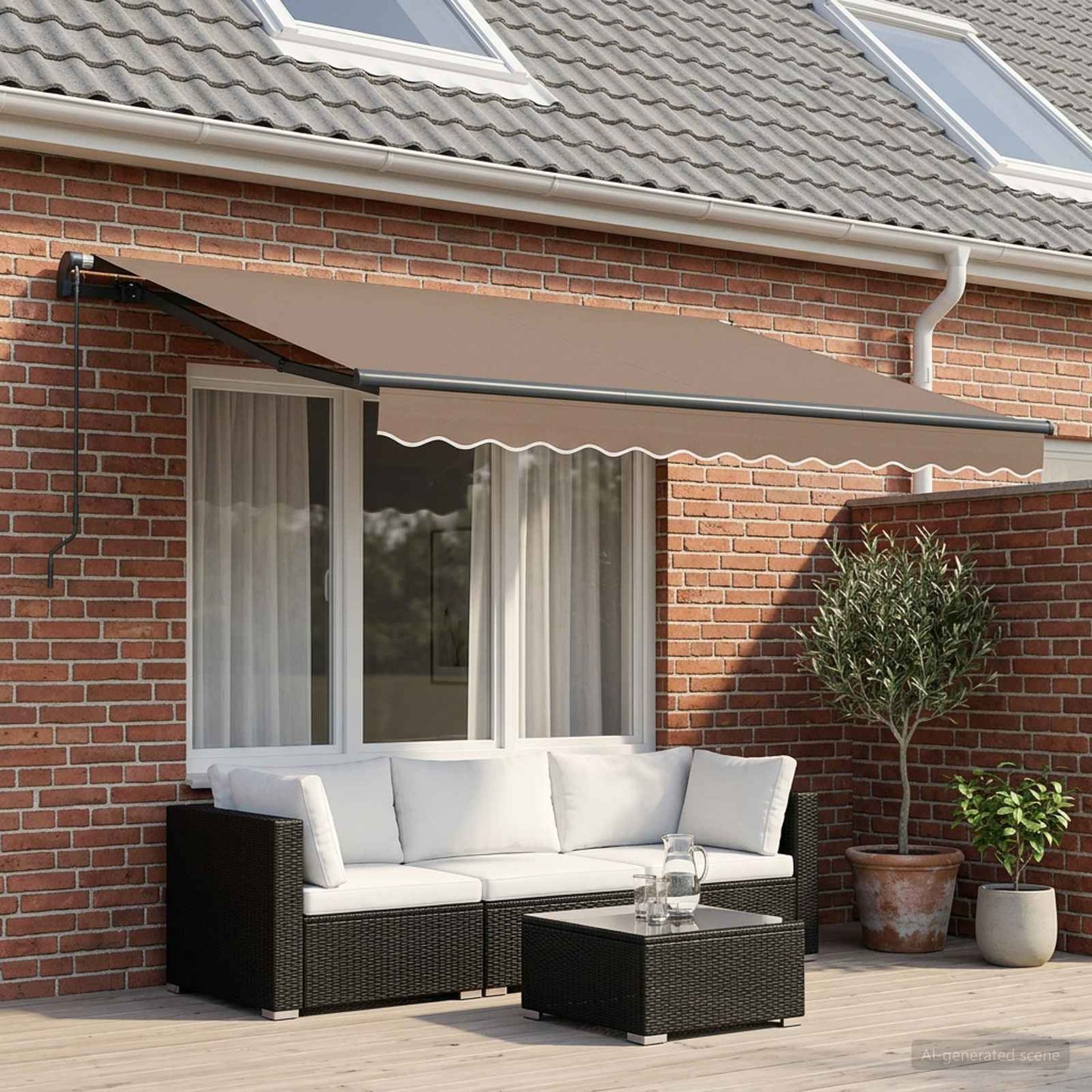 Retractable Awning Taupe 3.5 x 2 m Fabric