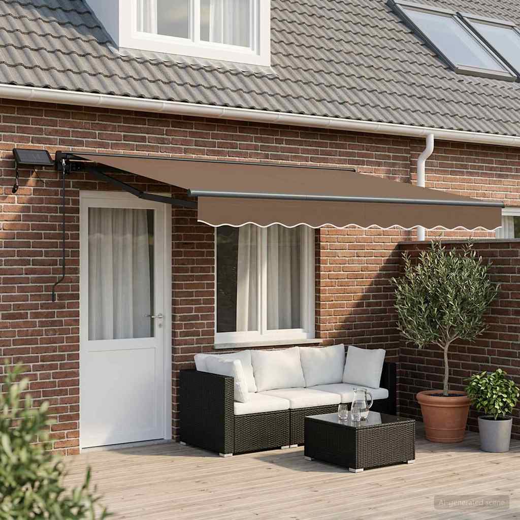 Manual Awning Frame with LEDs Taupe 4.5 x 3 m