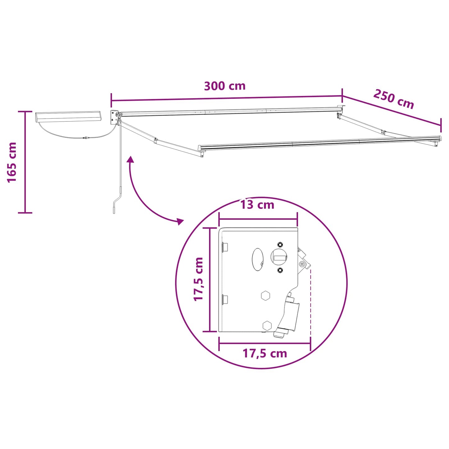 Electric Retractable Awning Taupe 3 x 2.5 m