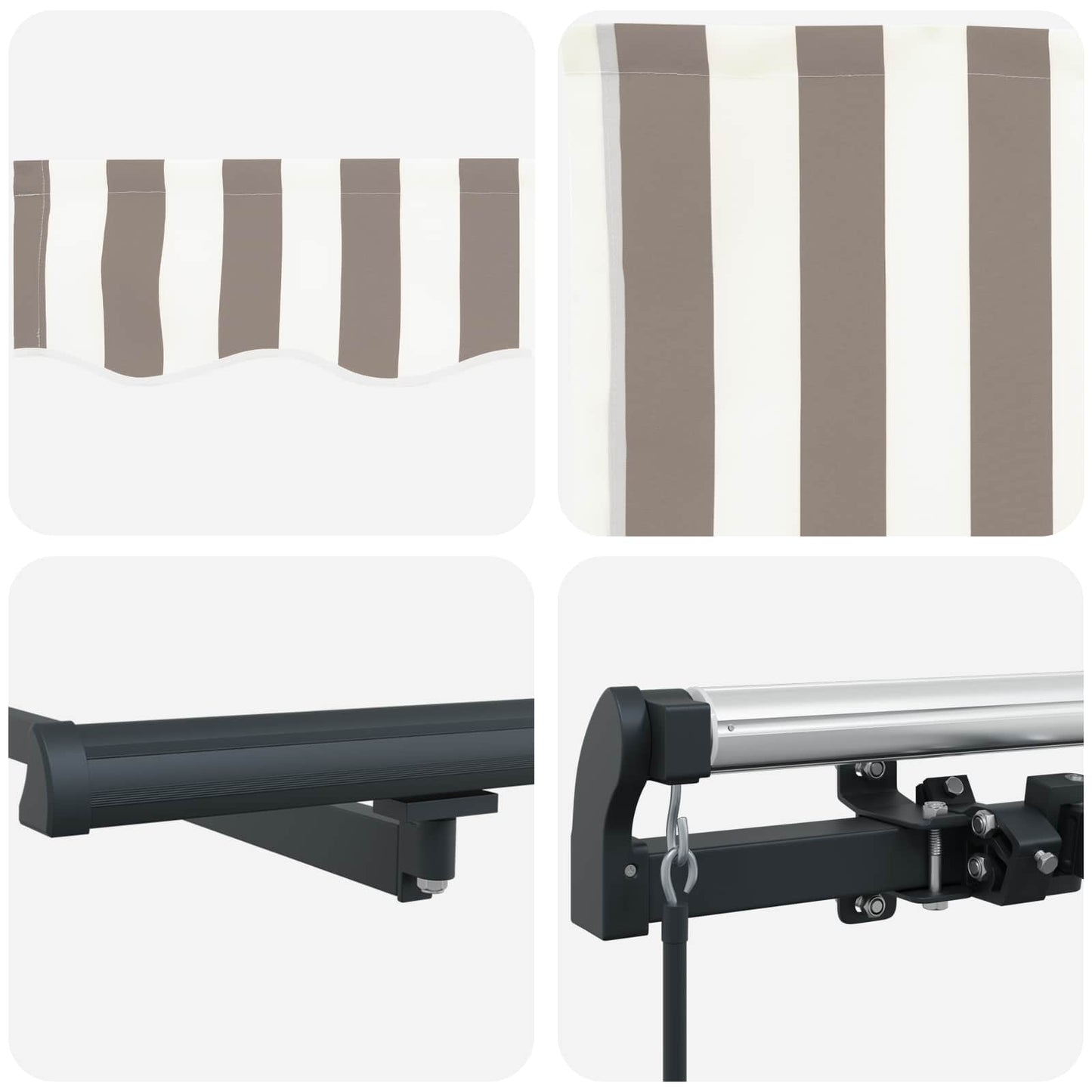 Retractable Awning Light Grey and White 400 x 300 cm