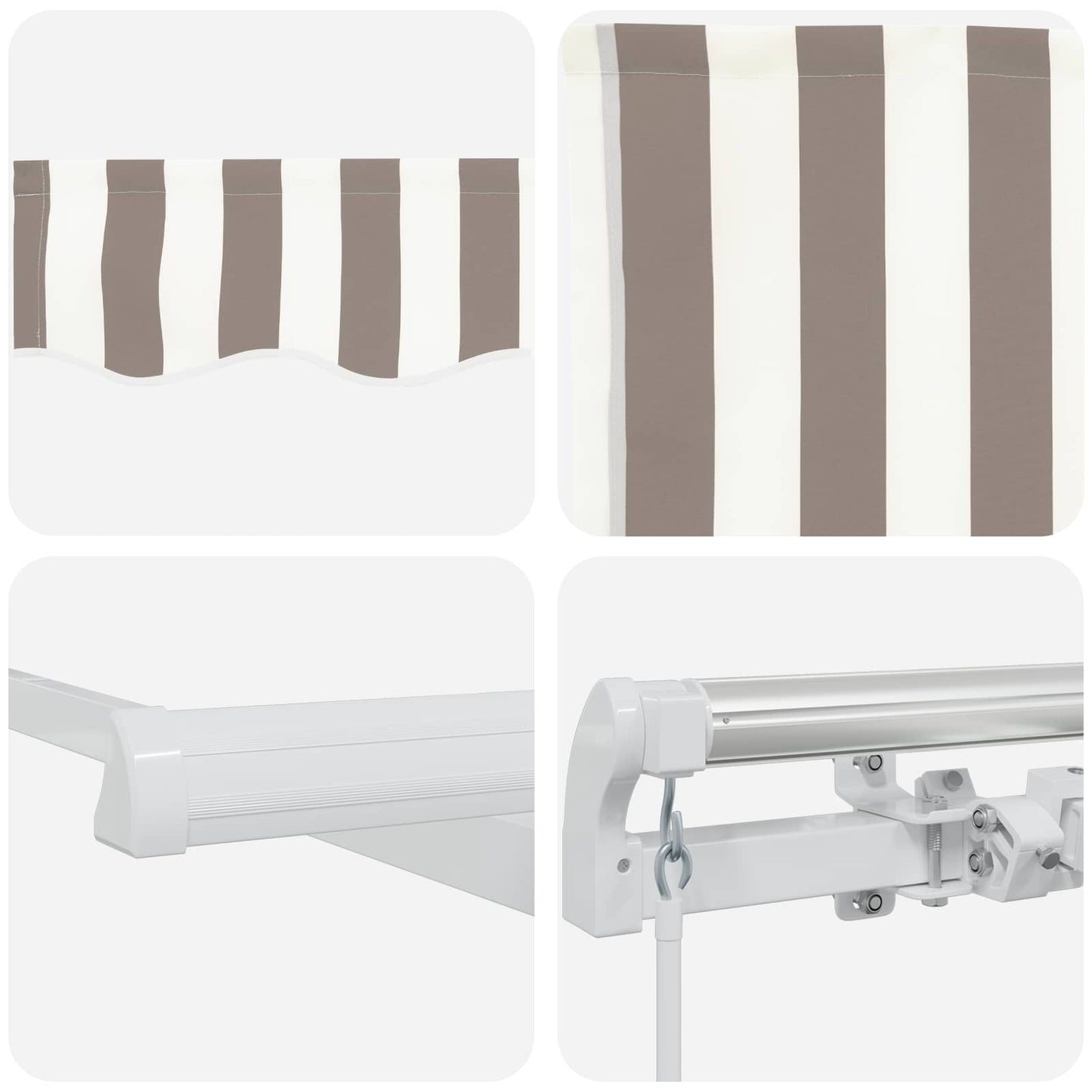 Retractable Awning Light Grey and White 400 x 350 cm