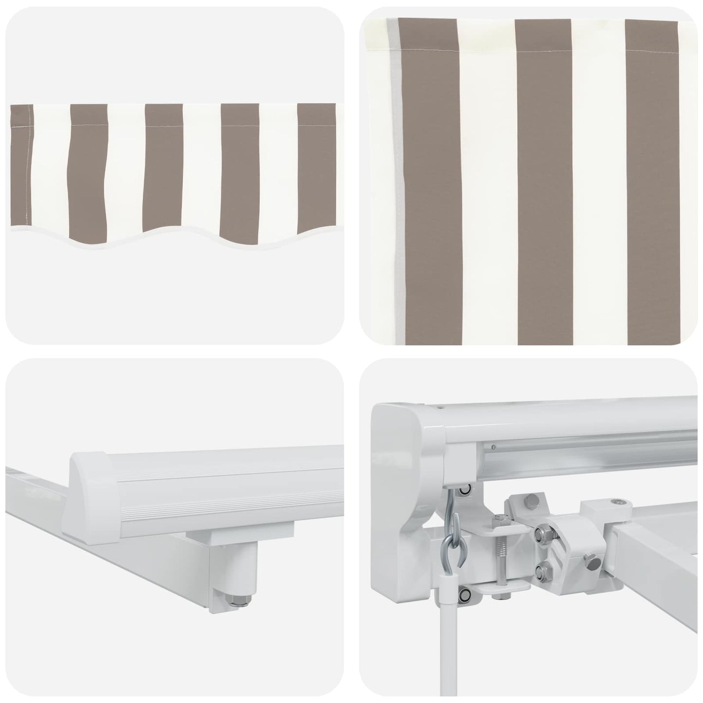 Manual Retractable Awning Light Grey and White 4 x 3.5 m
