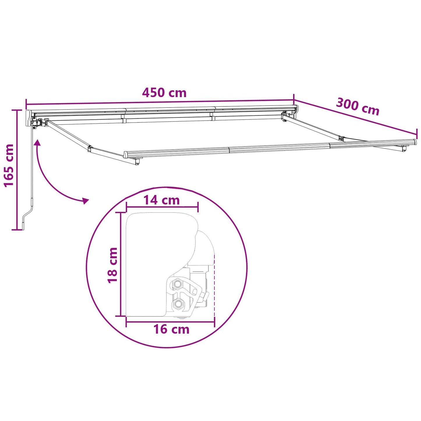 Manual Retractable Awning Light Grey and White 4.5 x 3 m