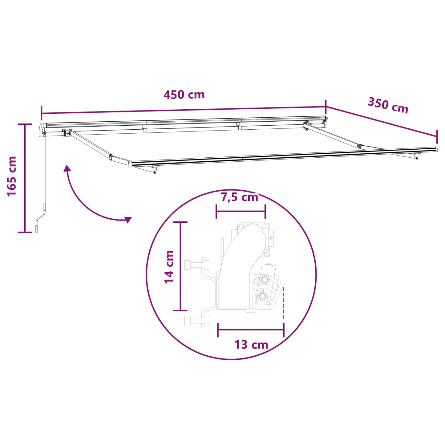 Retractable Awning Light Grey and White 450 x 350 cm