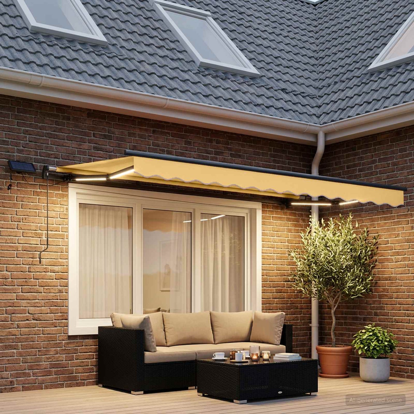 Retractable Awning Sand 450 x 350 cm Fabric and Aluminium