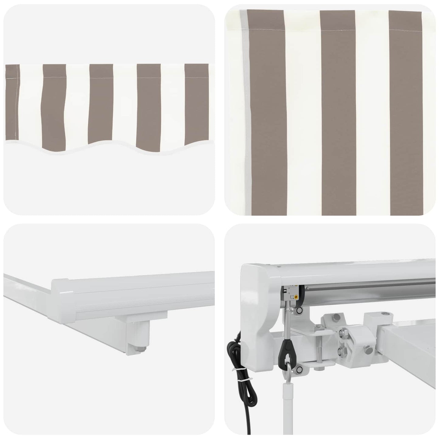 Electric Retractable Awning Light Grey and White 5 x 3 m
