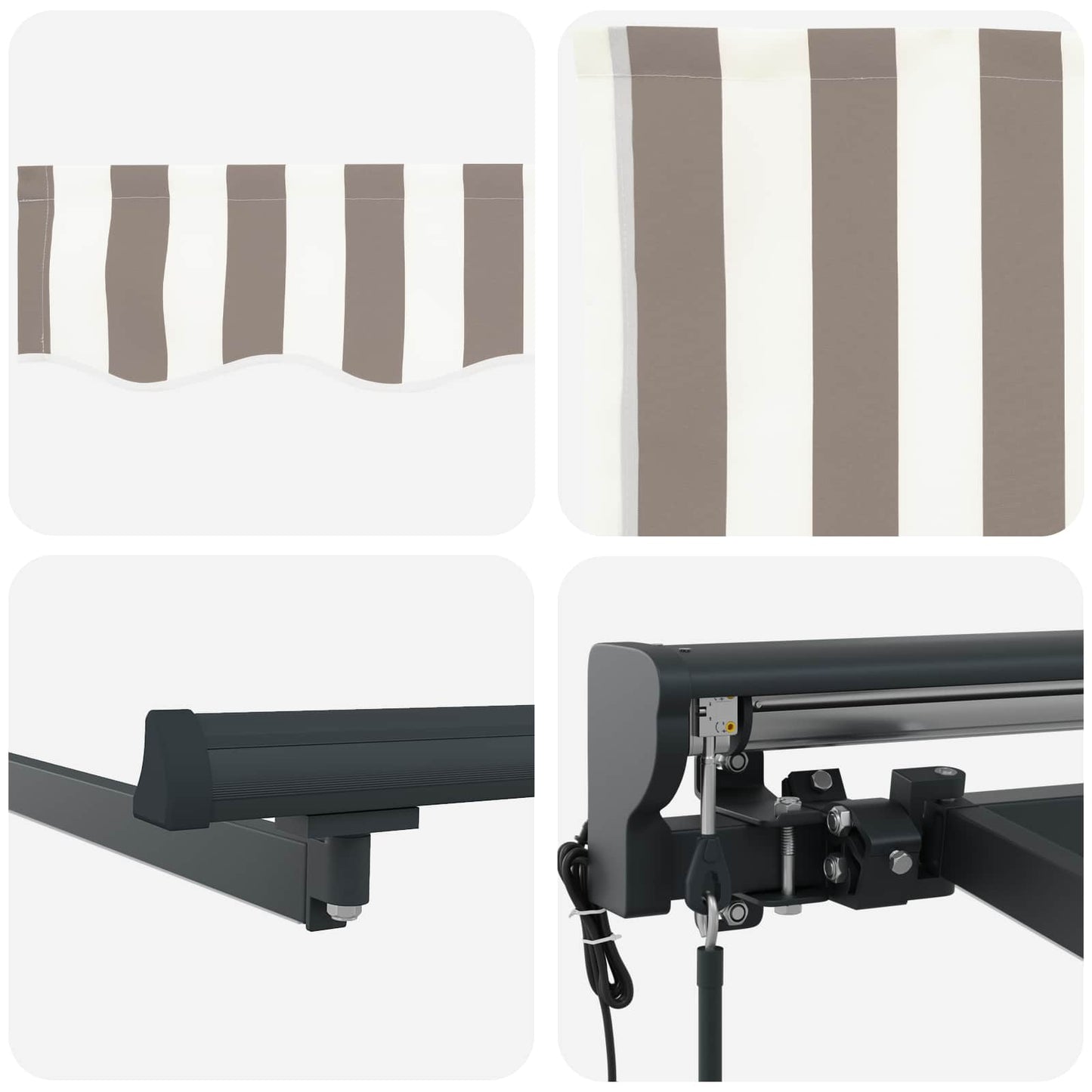Electric Retractable Awning Light Grey and White 5 x 3.5 m