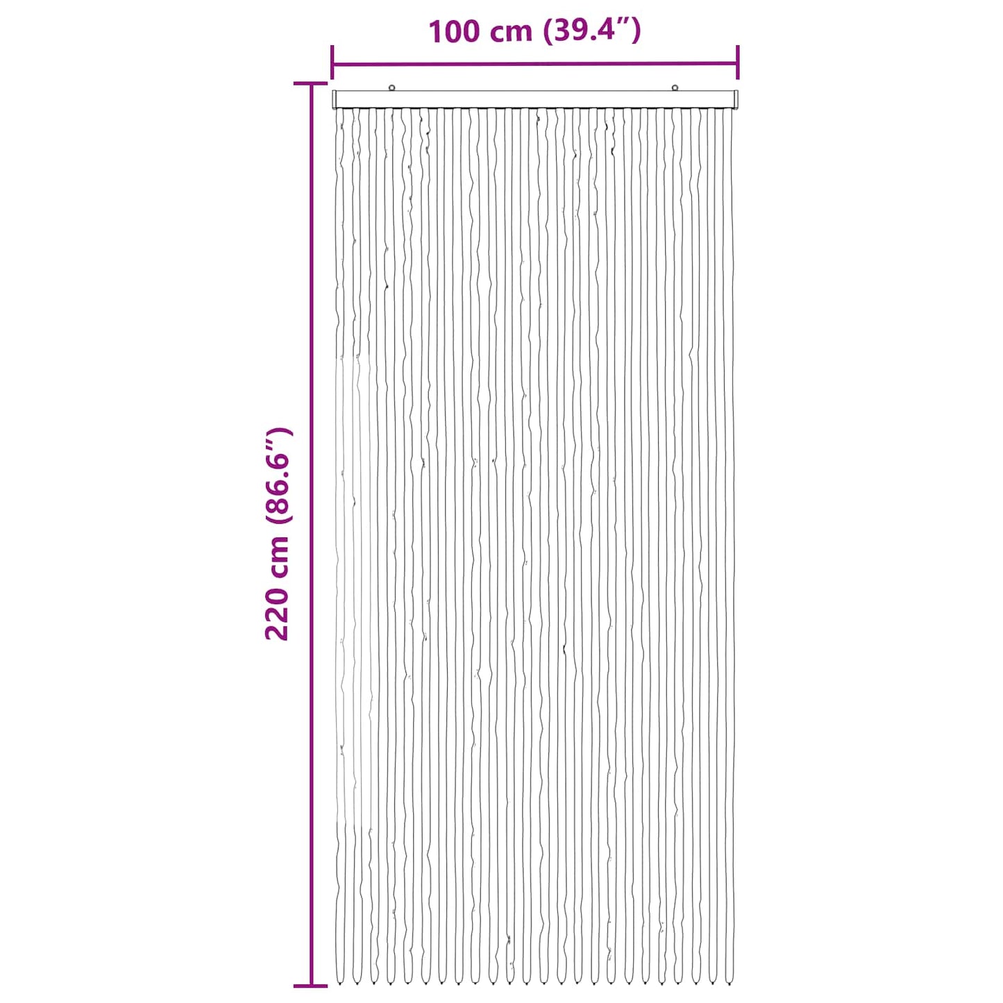Insect Curtain Chenille Grey and White 100 x 220 cm 100% PP