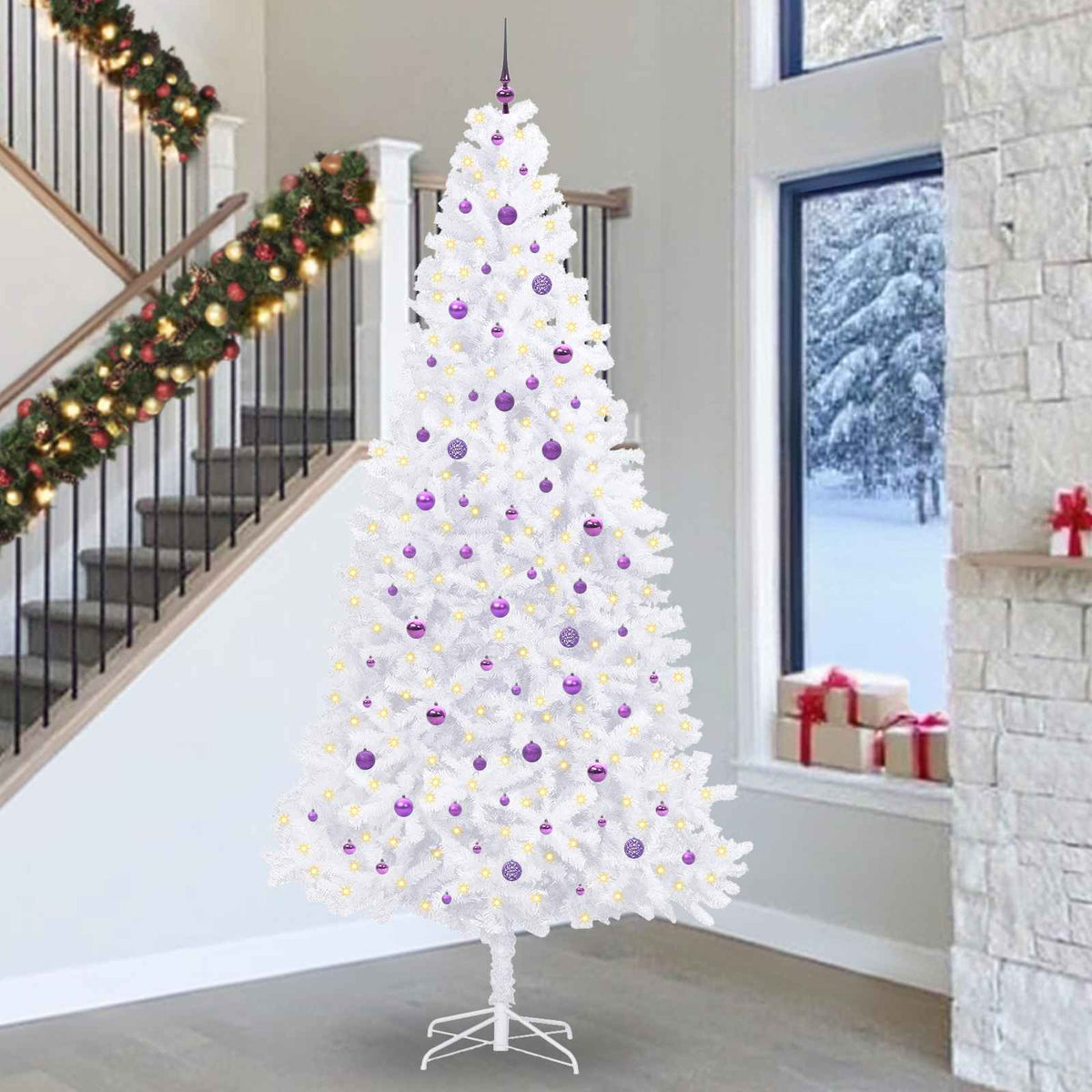 Artificial Christmas Tree with Stand White 300 cm PVC and Steel