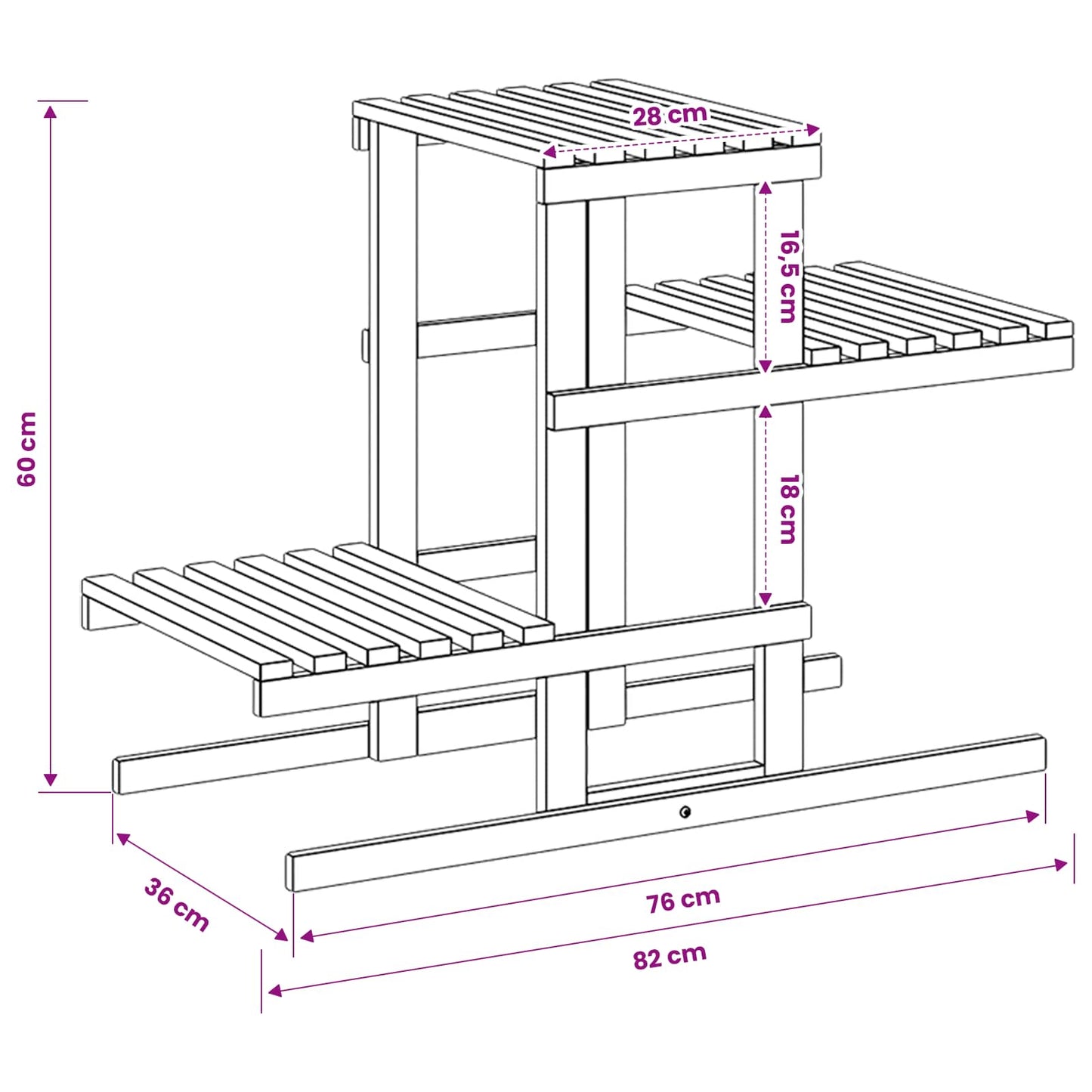 Plant Stand White 82 x 36 x 60 cm Solid Acacia Wood