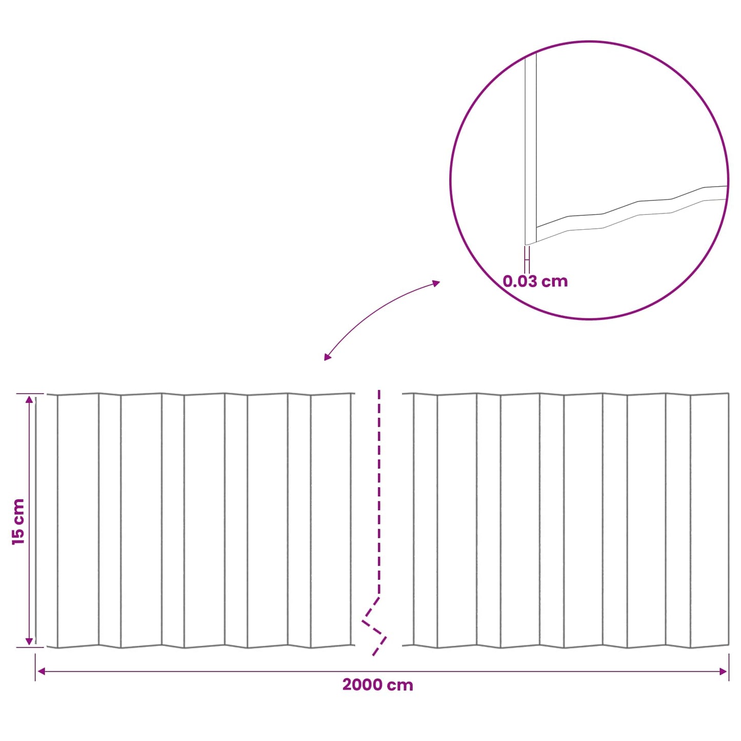 Lawn Edging 20 m x 15 cm Galvanised Steel Silver