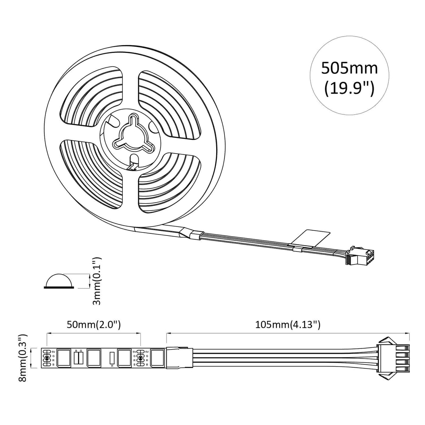 LED Strip 12 pcs Black and Transparent Copper and Plastic