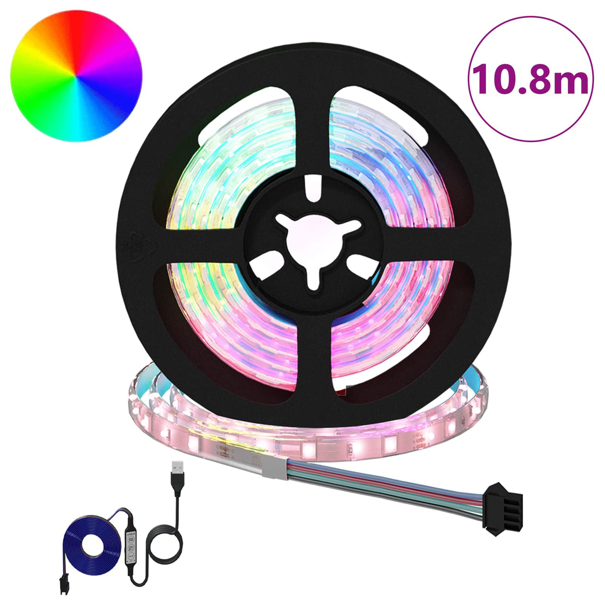 LED Strip 12 pcs Black and Transparent Copper and Plastic
