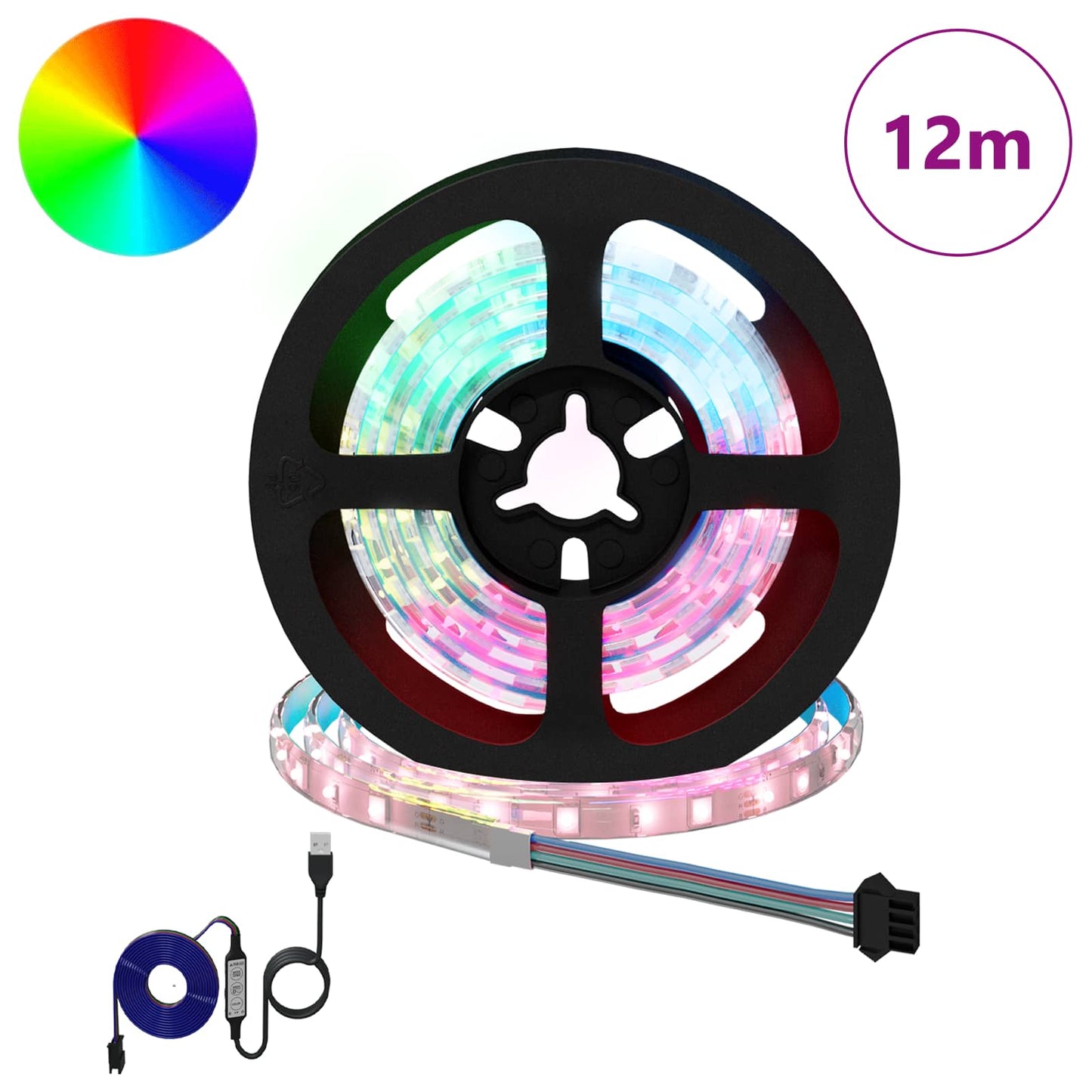 LED Strip 12 pcs Black and Transparent Copper and Plastic