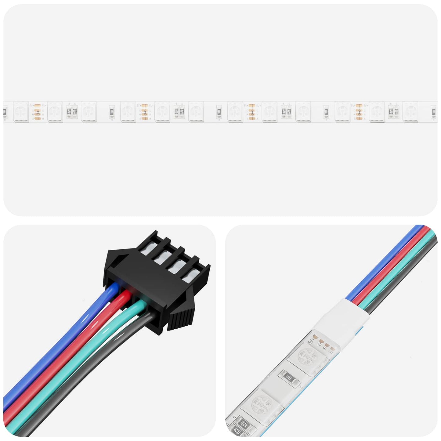 LED Strip 12 pcs Black and Transparent Copper and Plastic