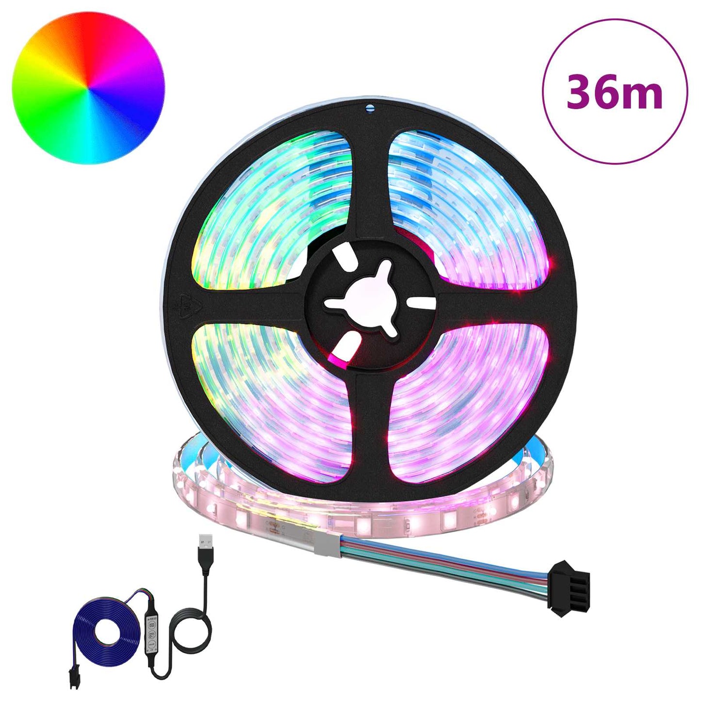 LED Strip 12 pcs Black and Transparent Copper and Plastic