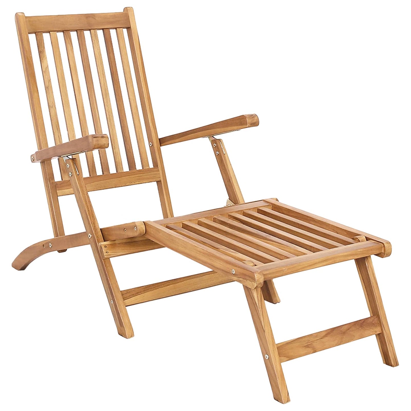 Folding Deck Chair Natural Solid Teak Wood