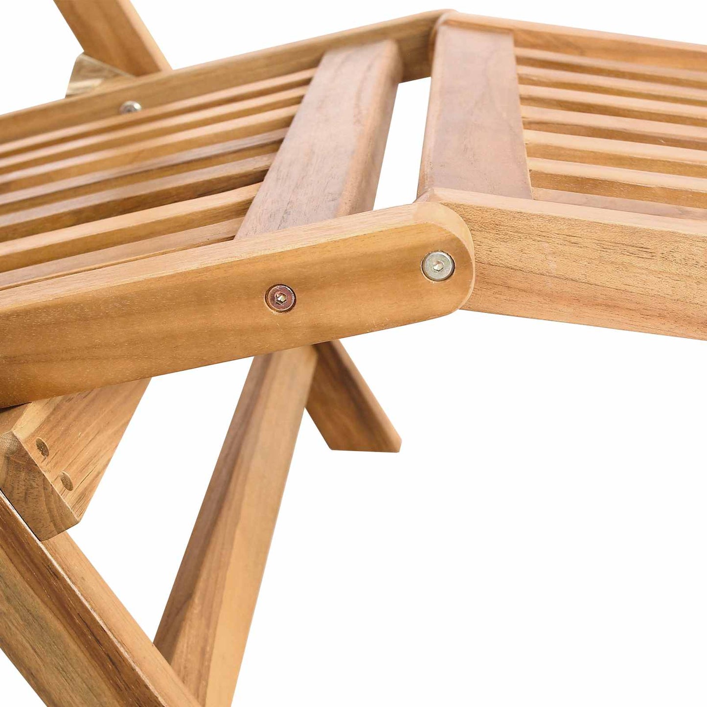Folding Deck Chair with Table Natural Solid Teak Wood