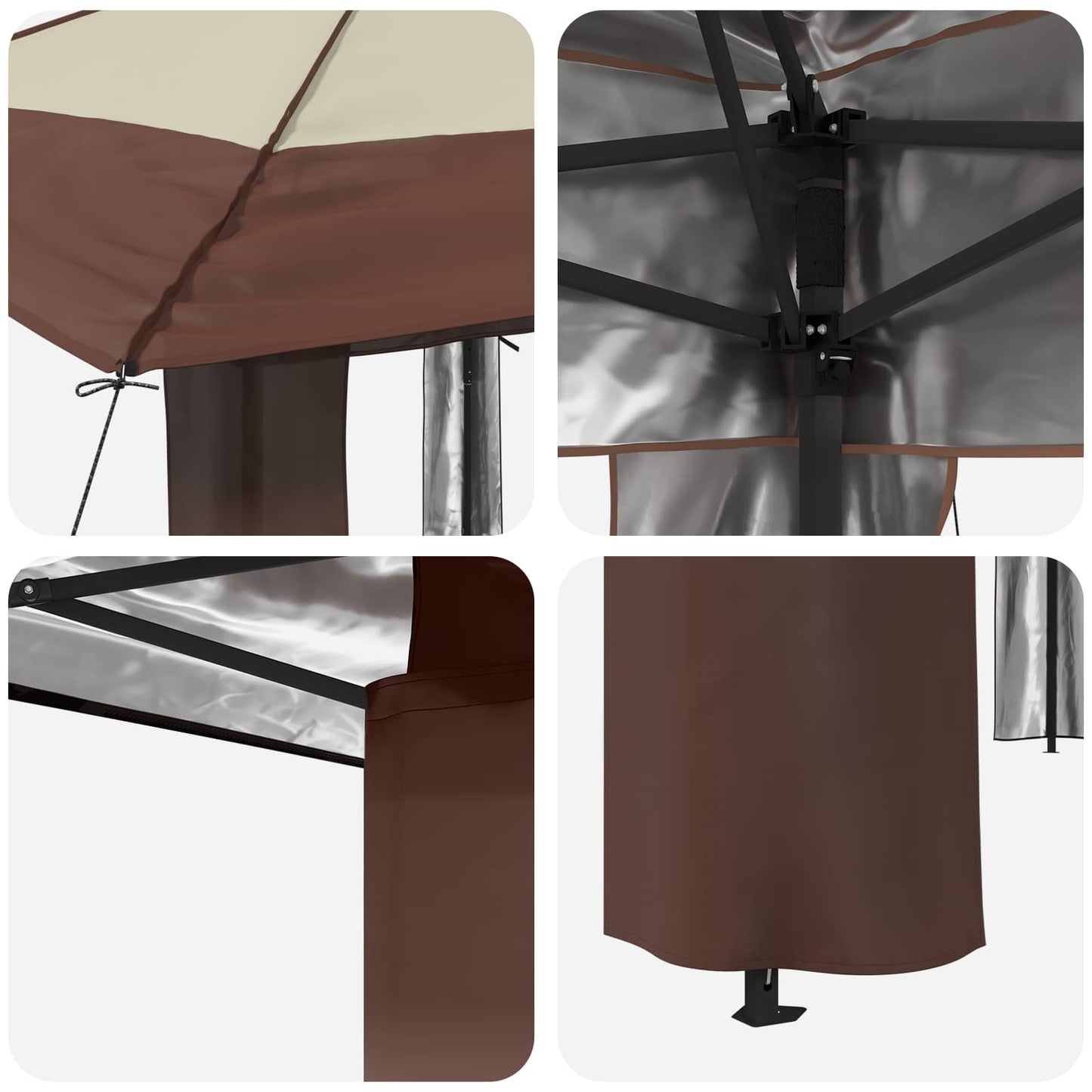 Gazebo without Sidewall 4 x 4 m Cream and Brown