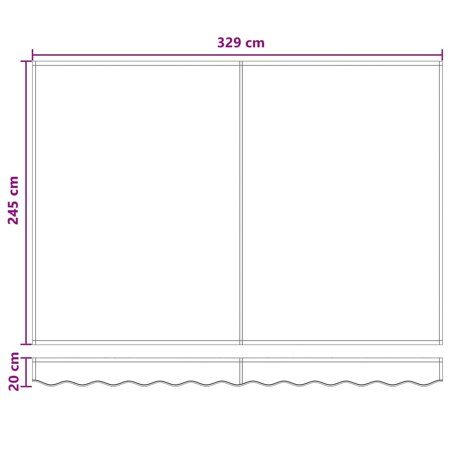 Awning Replacement Fabric Light Grey and White 329 x 245 cm
