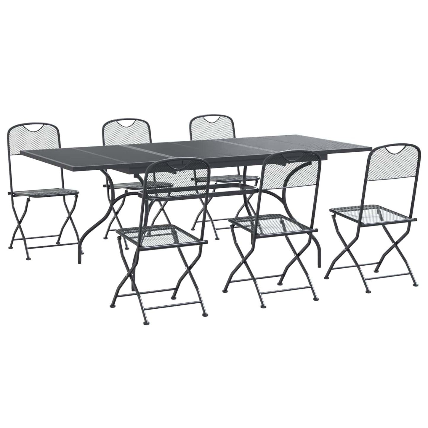 Garden Dining Set 7 pcs Anthracite Mesh and Steel