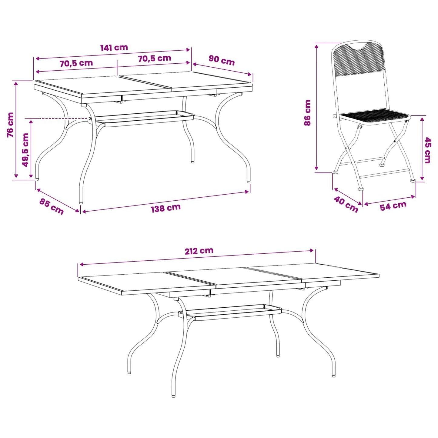 Garden Dining Set 7 pcs Anthracite Mesh and Steel