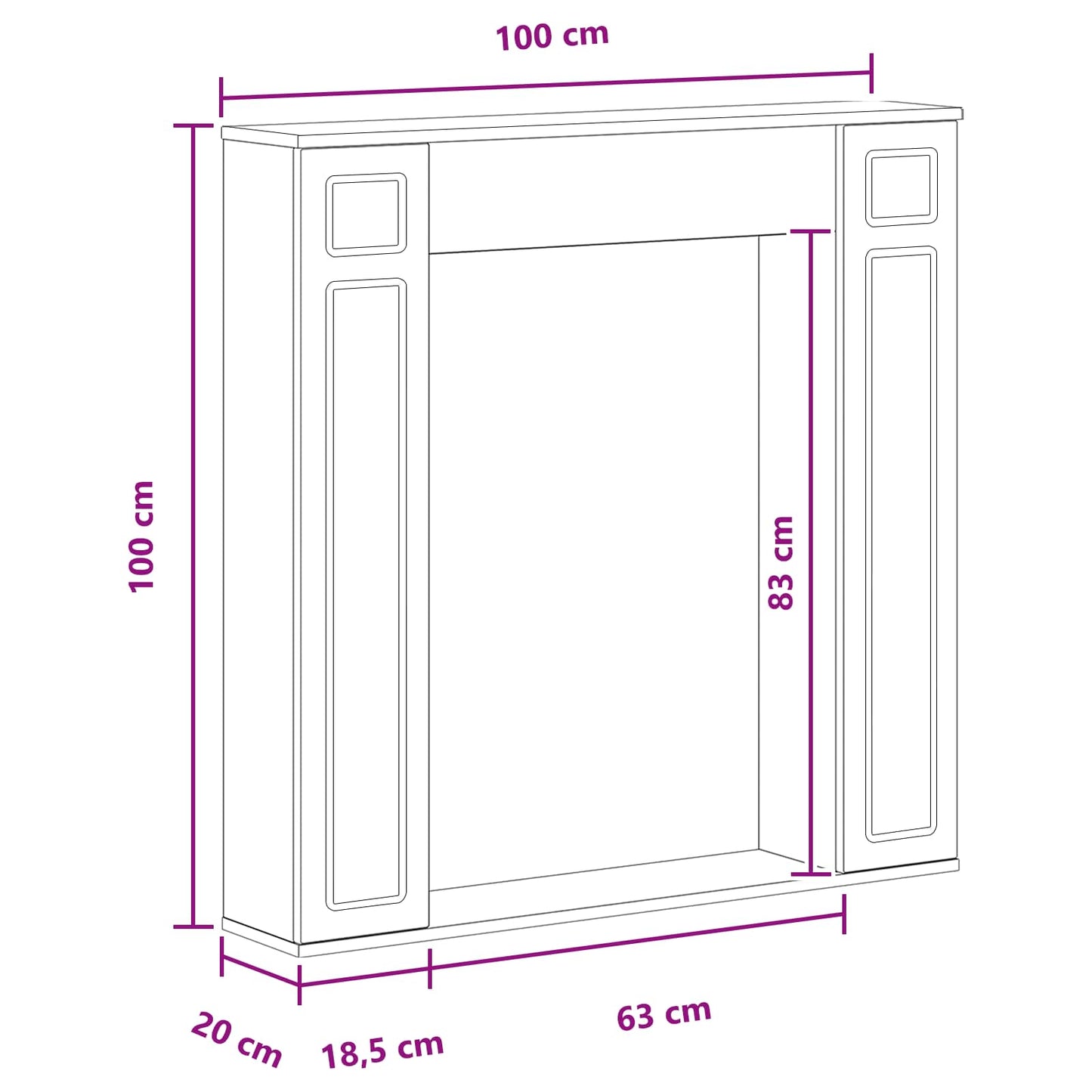 Fireplace Surround White 100 x 20 x 100 cm Engineered Wood