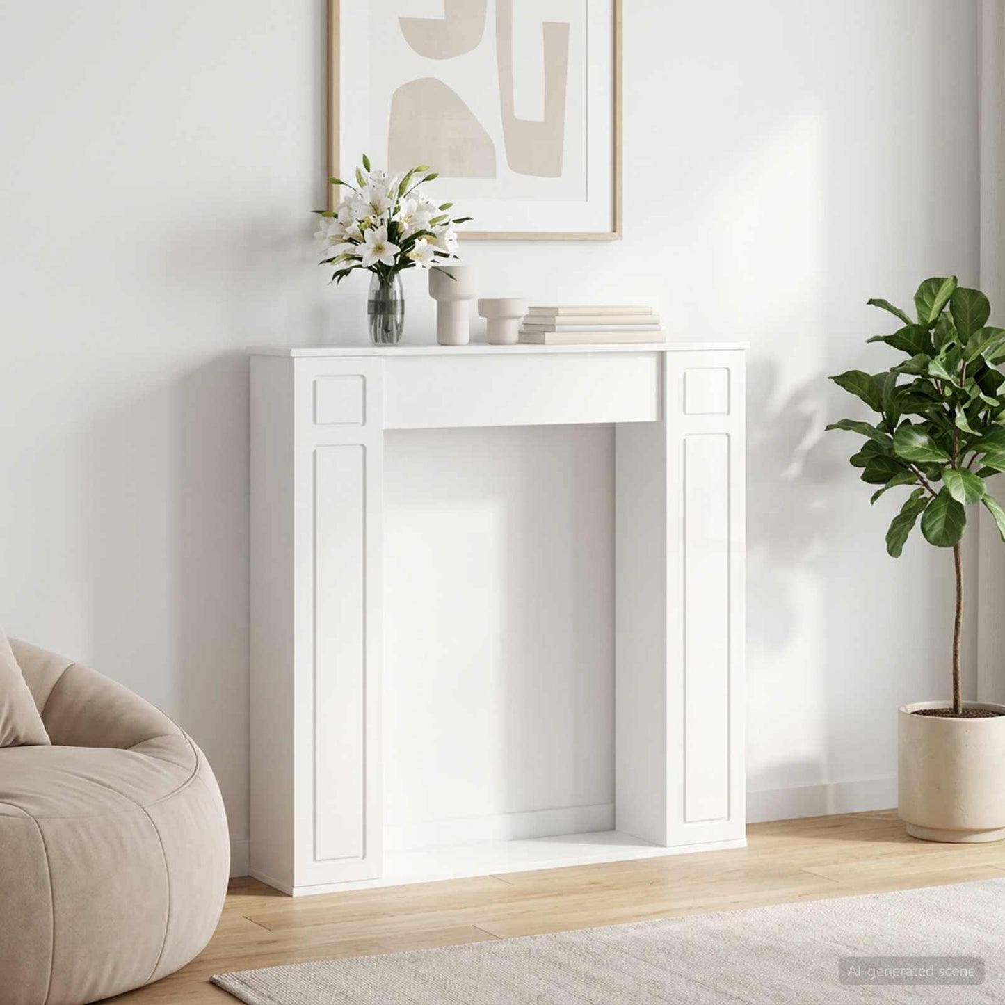 Fireplace Surround High Gloss White 100 x 20 x 100 cm