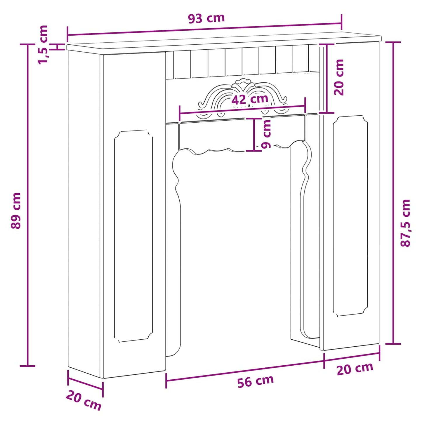 Fireplace Surround Concrete Grey 93 x 20 x 89 cm