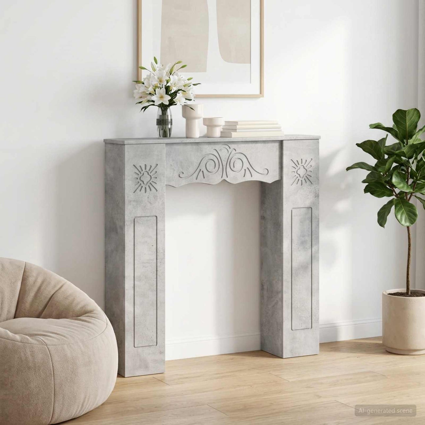 Fireplace Surround Concrete Grey 102 x 20 x 102 cm