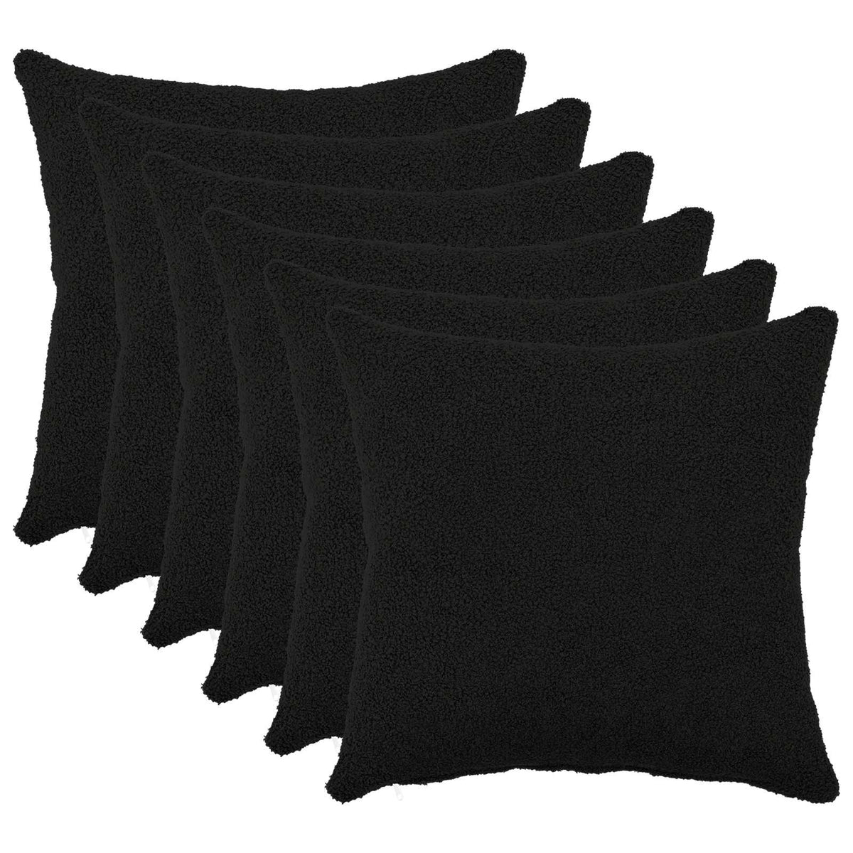 Cushion Cover 6 pcs HEERLEN Black 30 x 30 cm Bouclé