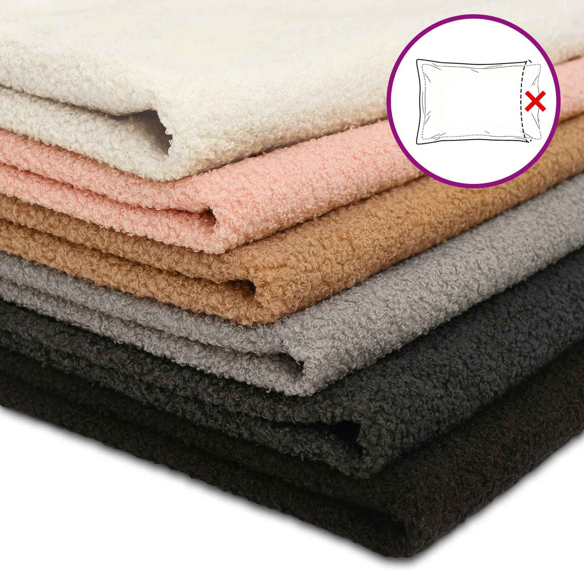 Cushion Cover 6 pcs HEERLEN Black 40 x 70 cm Bouclé