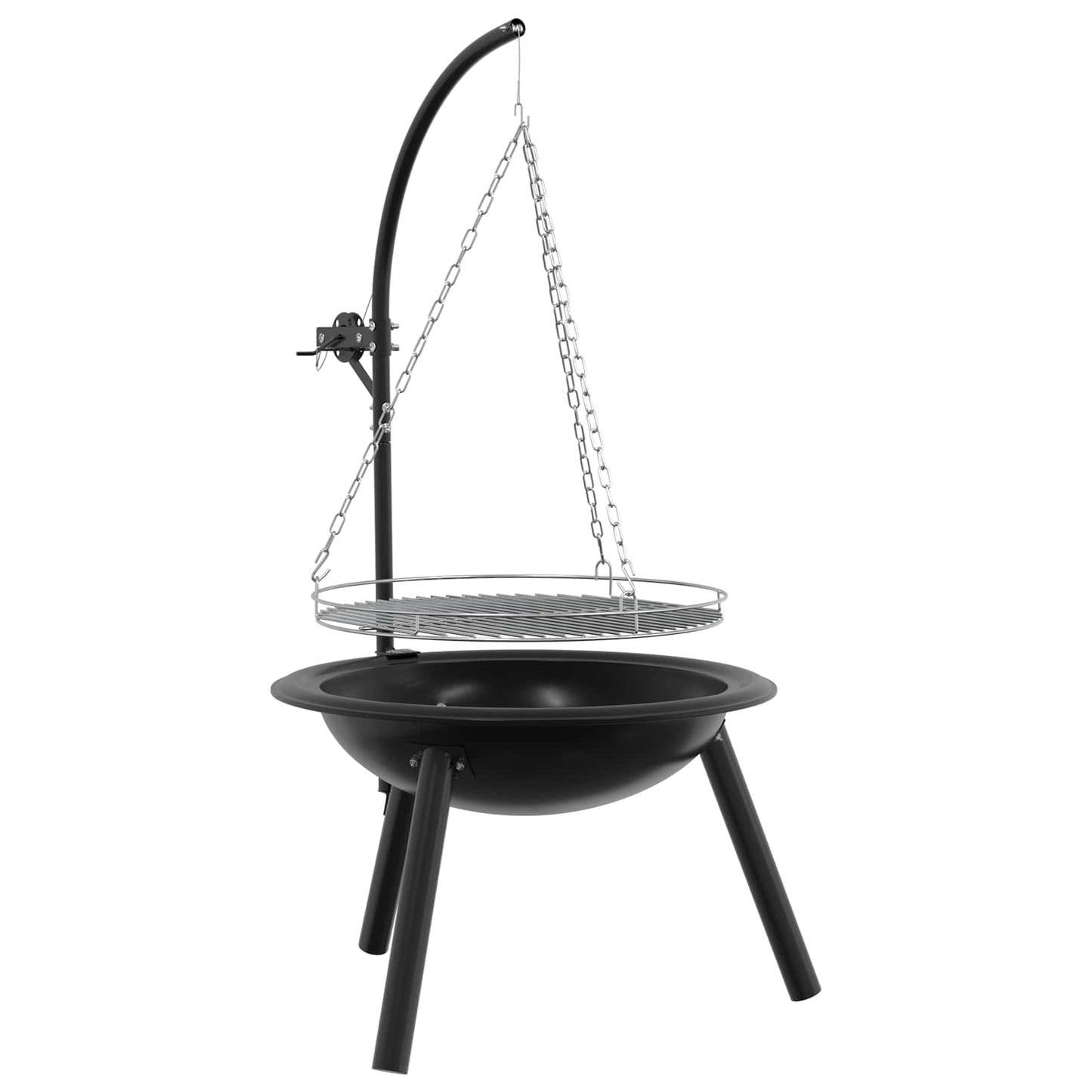 Fire Pit with Adjustable Grill Grate ⌀55.5 x 107.5 cm Steel