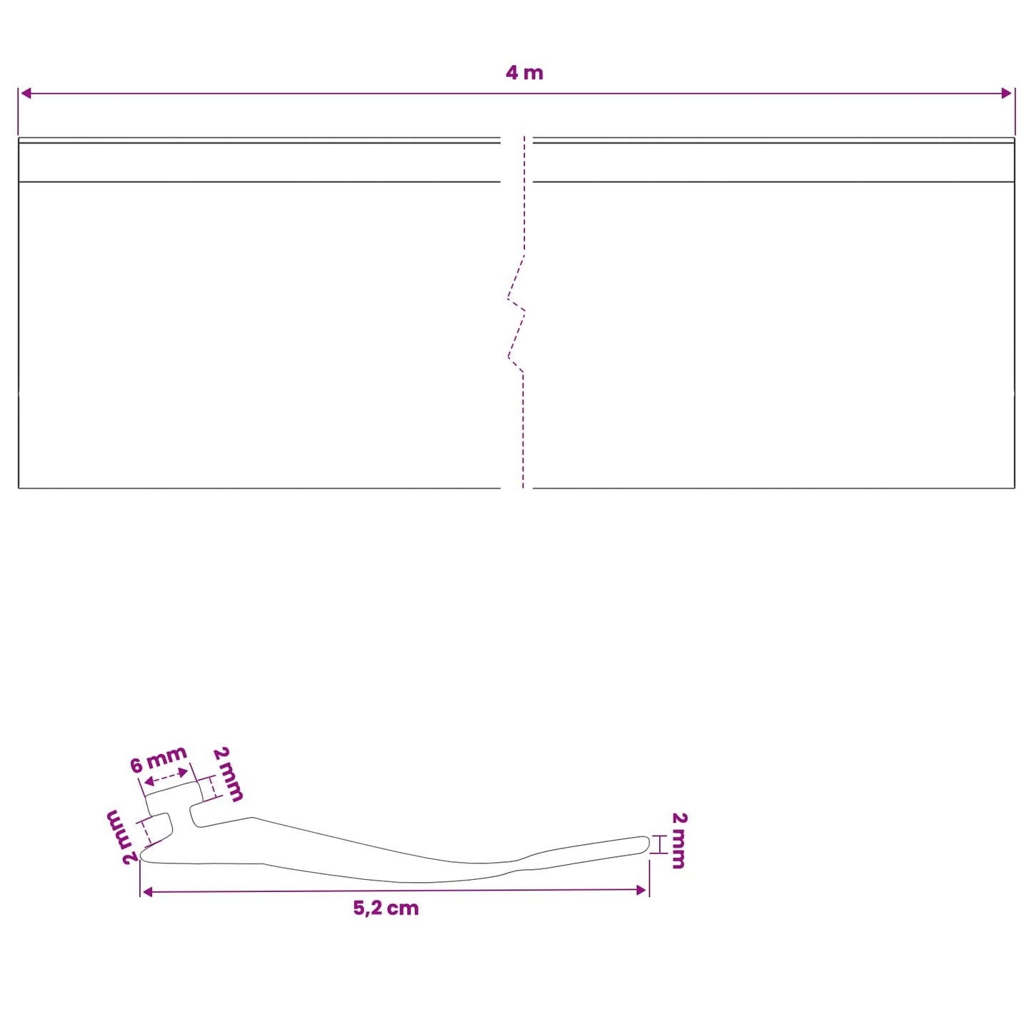 Garage Door Seal Black 52 x 2 mm 4 m PVC