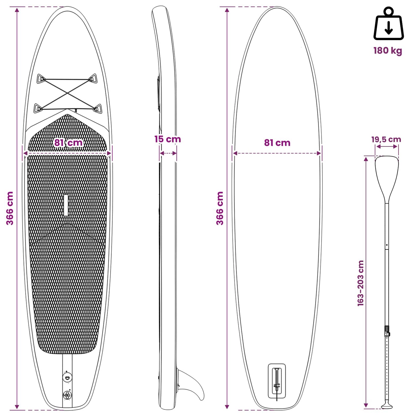 Inflatable Stand Up Paddle Board TRITON 366 x 81 x 15 cm Blue