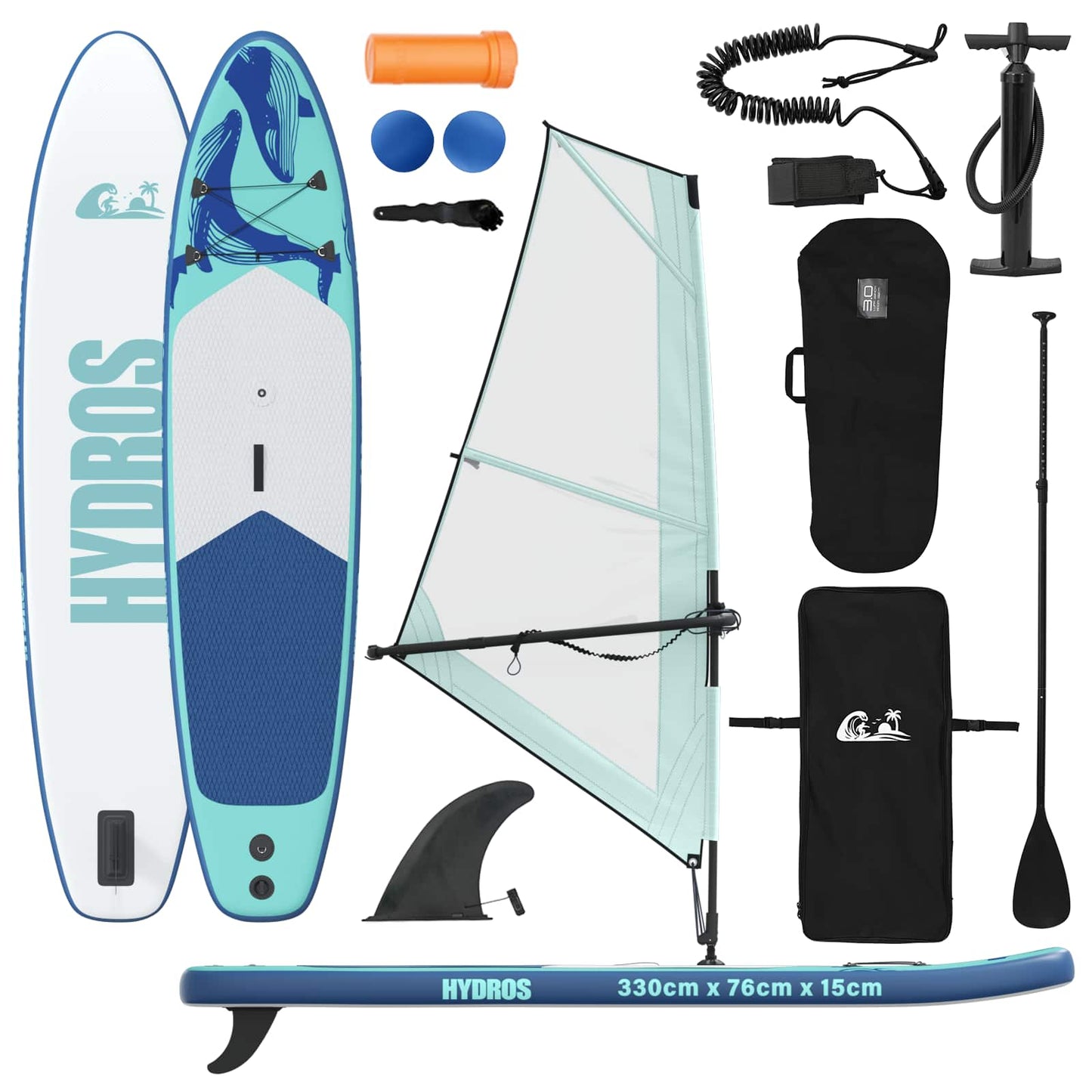 Inflatable SUP Board with Sail HYDROS 330 x 76 x 15 cm for