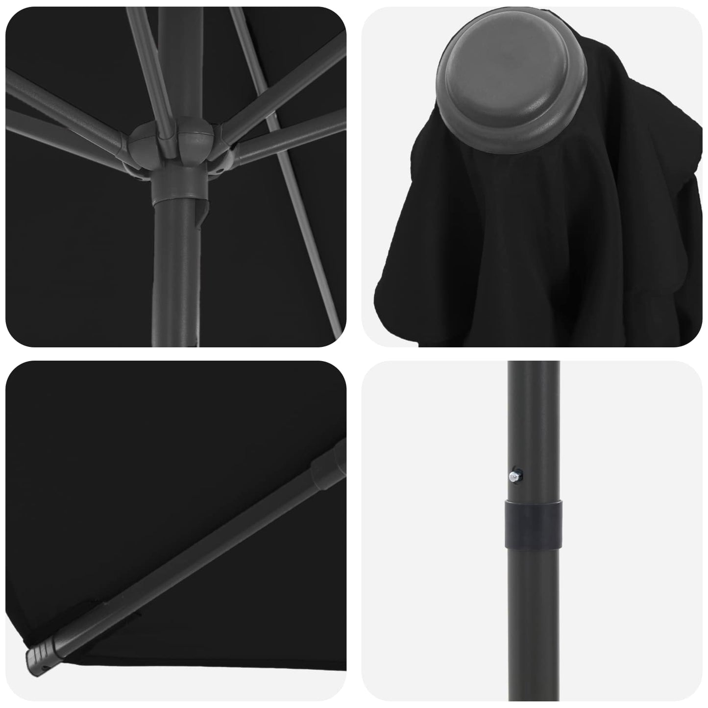 Garden Parasol 200 x 300 cm Polyester Rectangular Black
