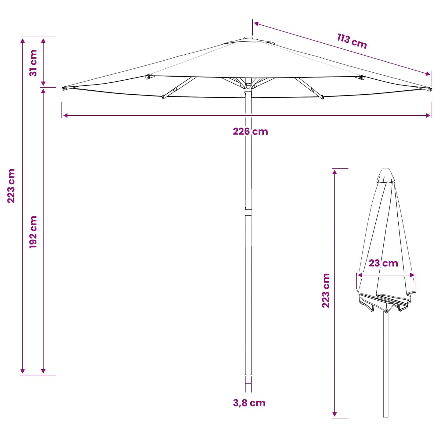 Garden Parasol 230 x 230 cm Polyester Rectangular Cream