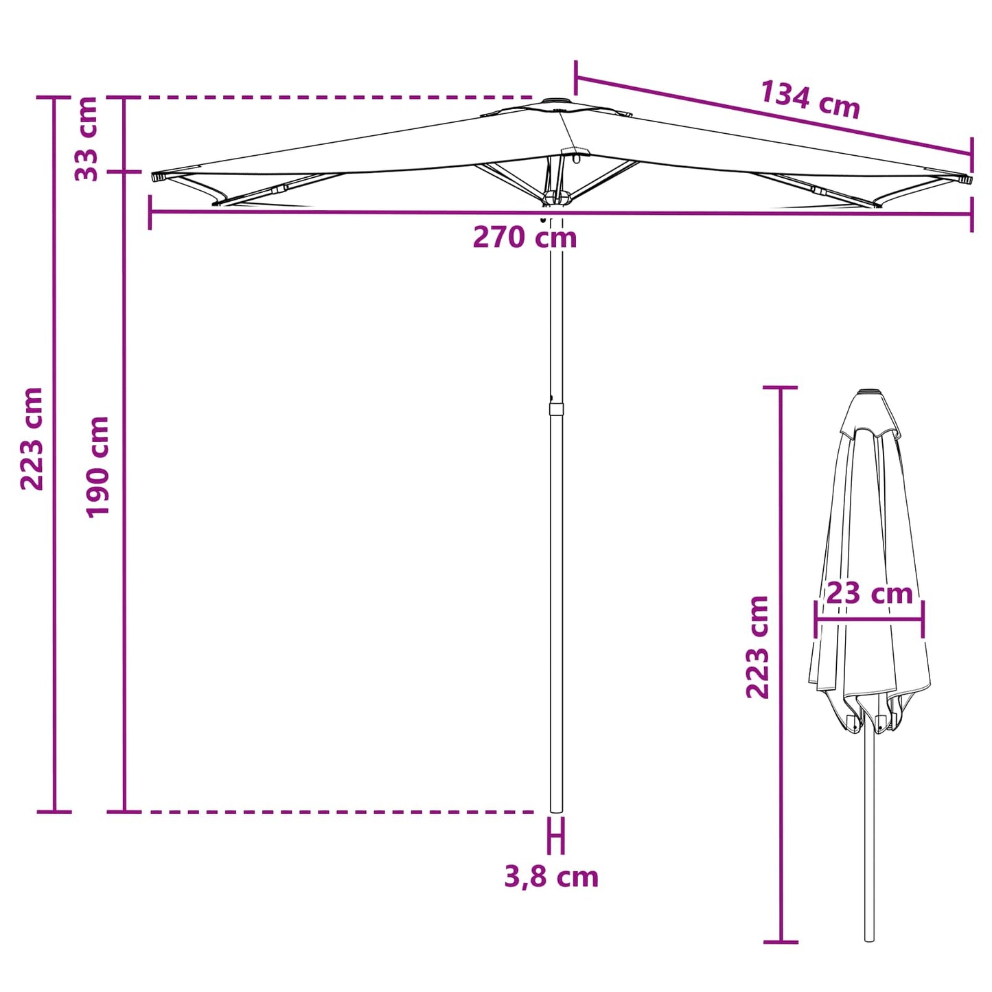 Garden Parasol 270 x 270 cm Polyester Rectangular Taupe