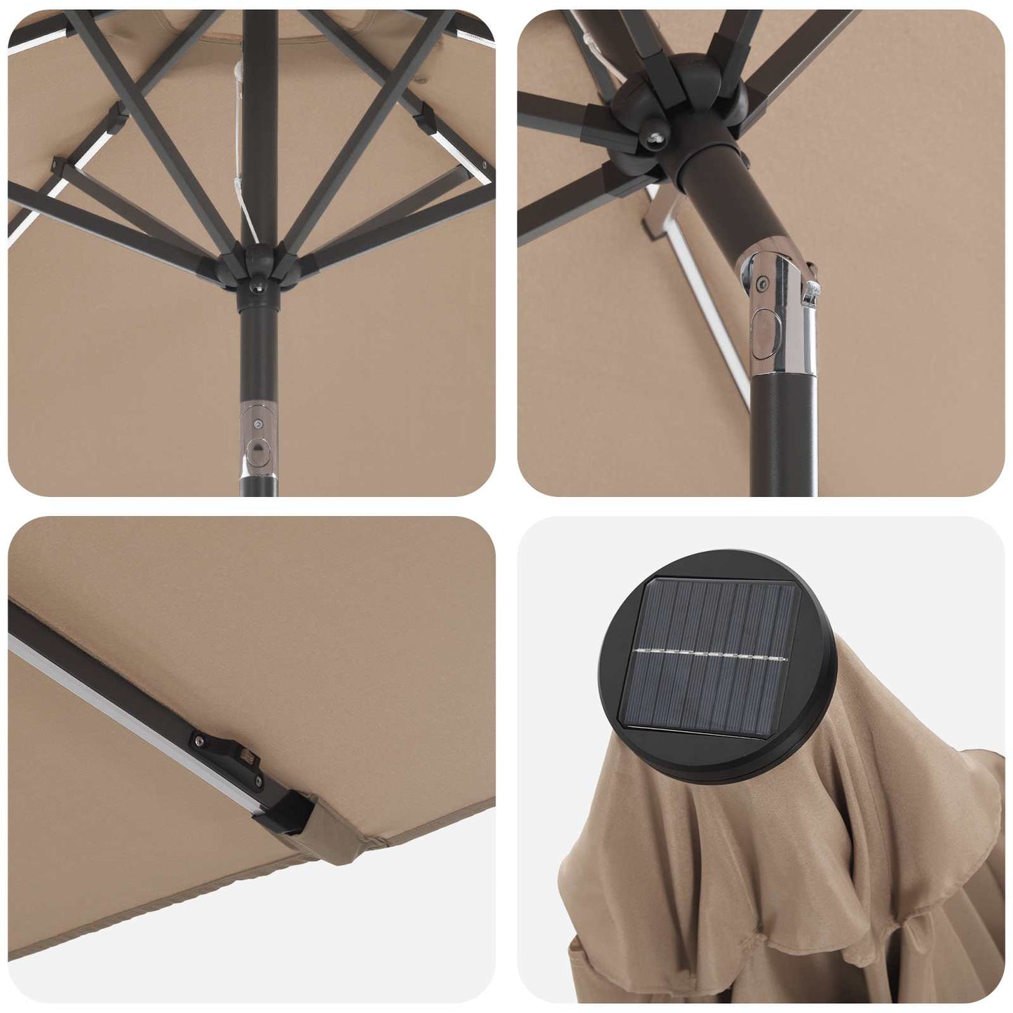 Garden Parasol with LED Lights and Base 230 x 230 cm Polyester
