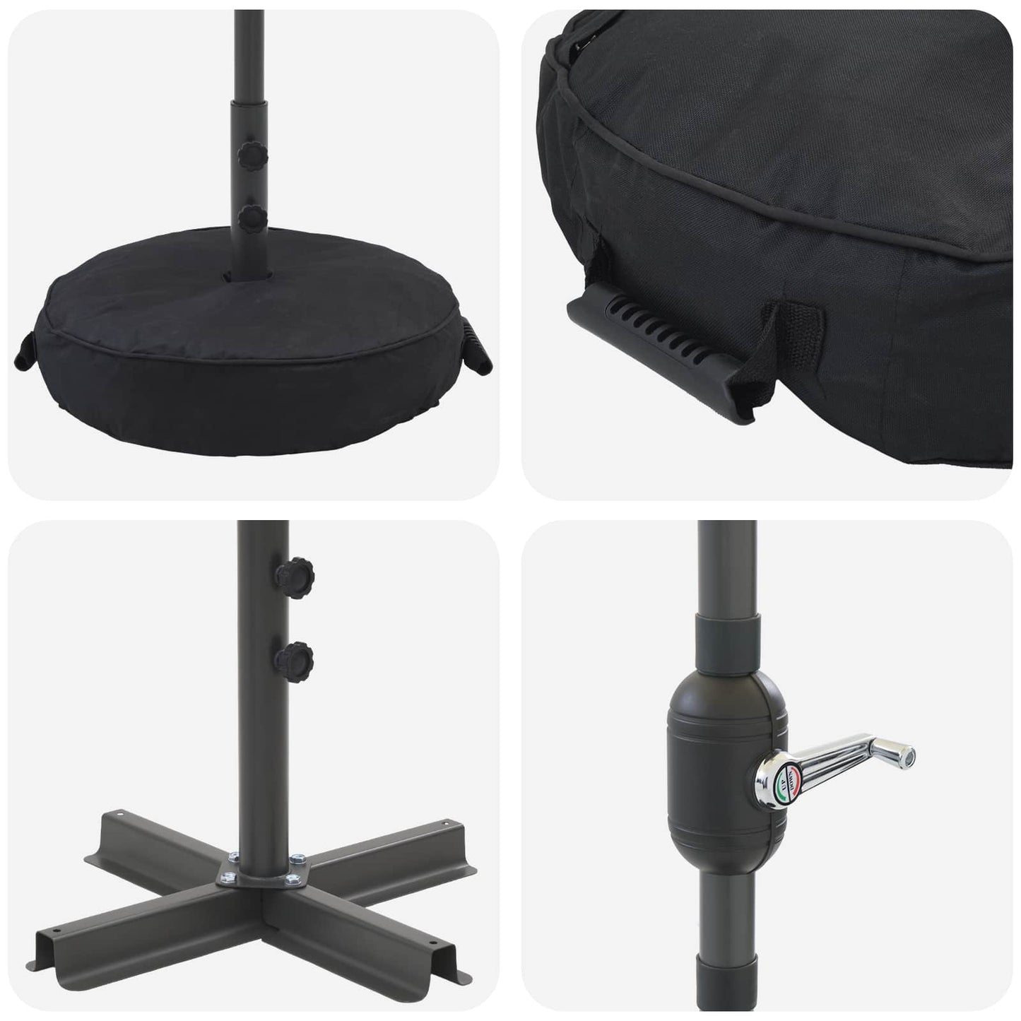Garden Parasol with LED Lights and Base 230 x 230 cm Polyester