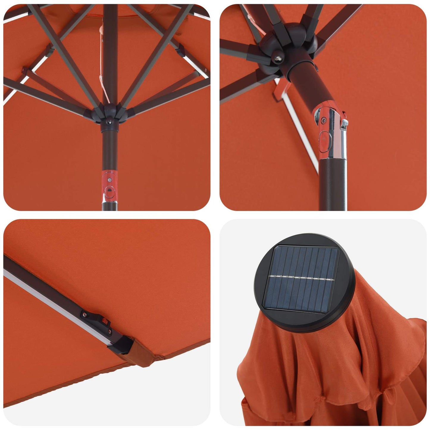 Garden Parasol with LED Lights and Base 300 x 300 cm Polyester