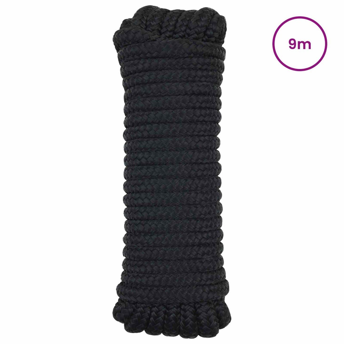 Boat Rope 10 mm 9 m Black Polyester