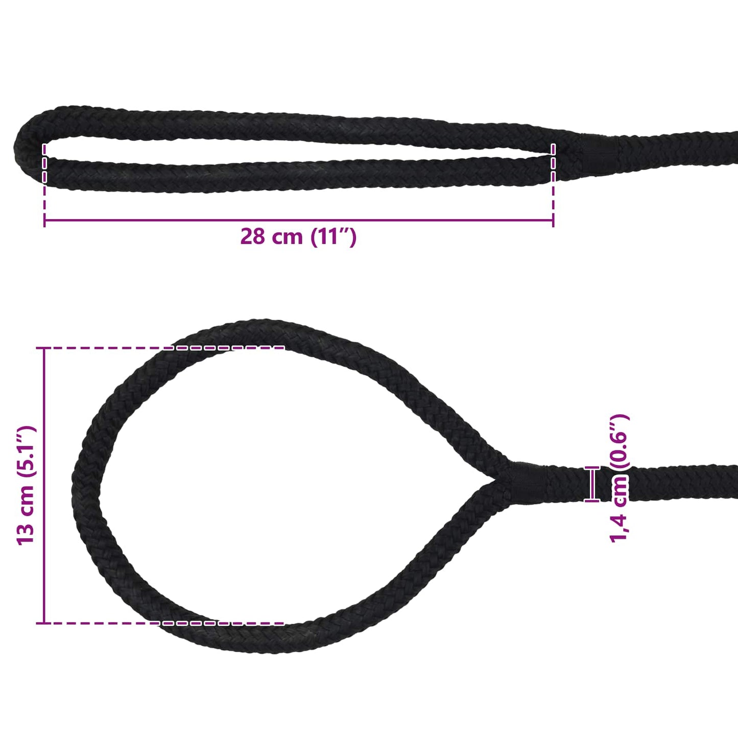 Boat Rope 14 mm 6 m Black Polyester