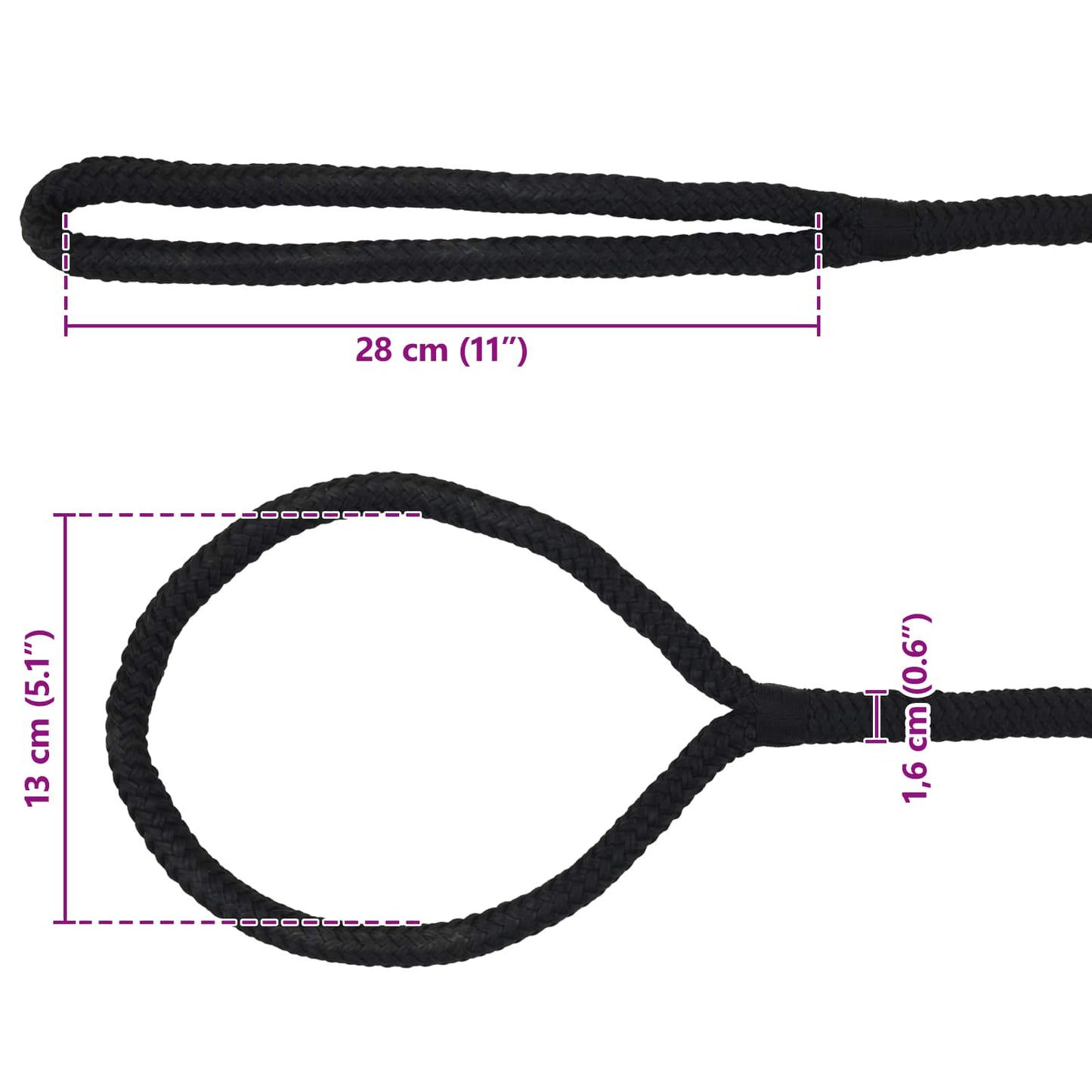 Boat Rope 16 mm 15 m Black Polyester