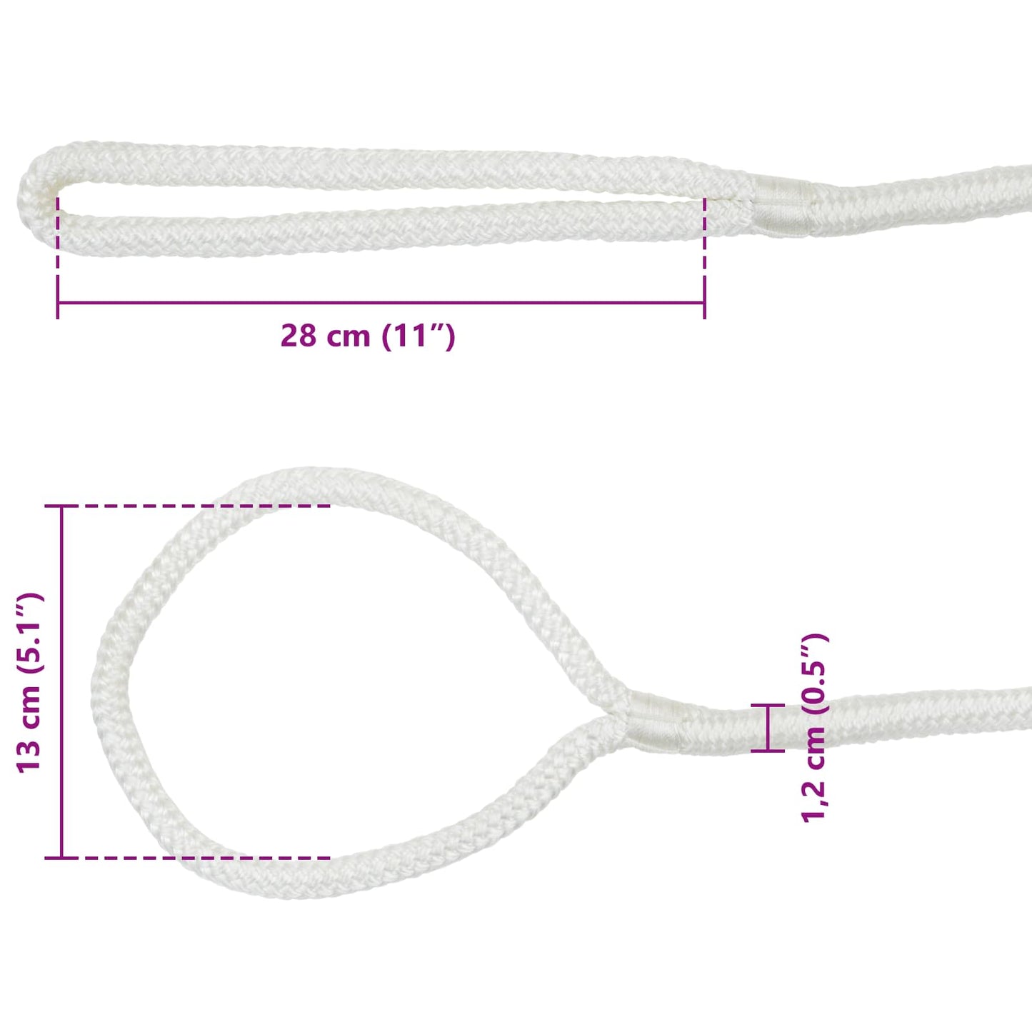 Boat Rope 12 mm 6 m White Polyester